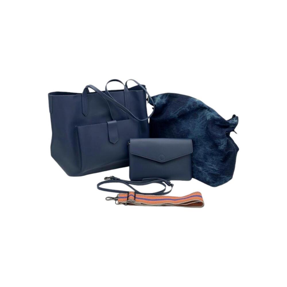 Charley Was Here 3-in-1 Faux Leather Tote Grace Navy